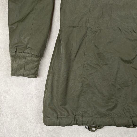 Levis Jacket Womens Medium Green Faux Fur Trim Quilted Field Chore Military Coat - Picture 10 of 11